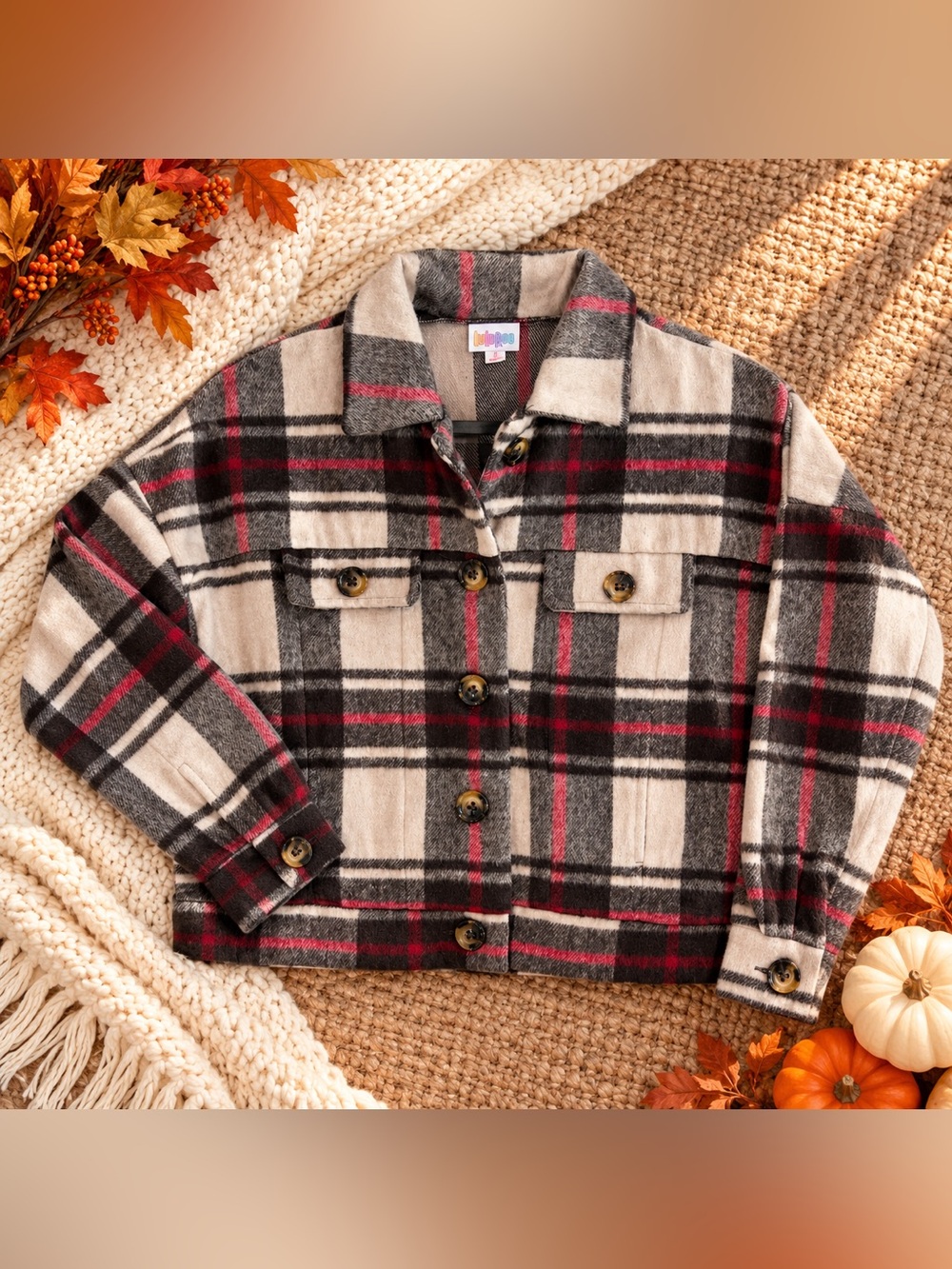 LuLaRoe Berlin Plaid Shacket Flannel Jacket Brown Red Small